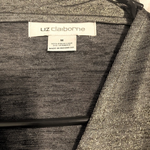 Liz Claiborne Gold Metallic Wrap Top - 3/4 sleeve - Rushing Fabric Sz M - Picture 3 of 8